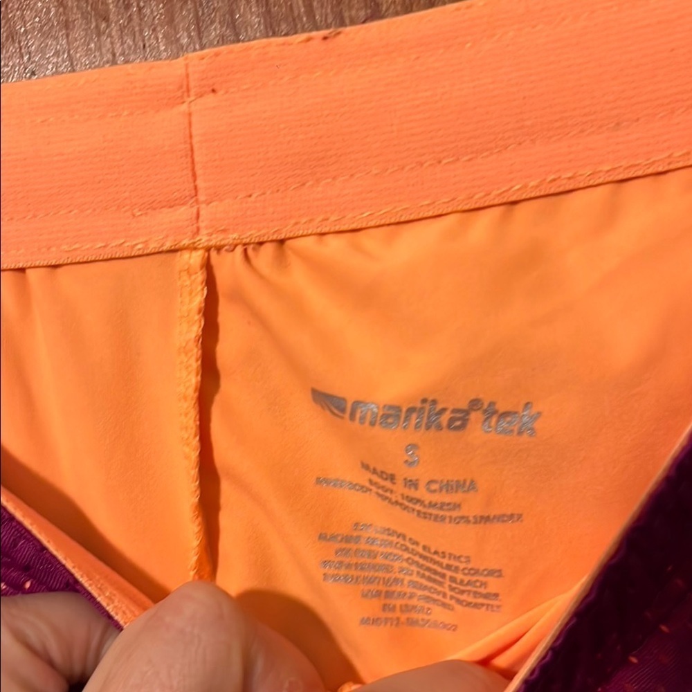 Marika Tech Vibrant Purple Orange Lined Athletic Shorts Women’s Small - Picture 3 of 4